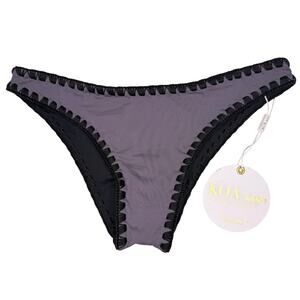 KOA Swim Reversible Sands Bikini Bottoms Size Medium Black Resort Beach Preppy